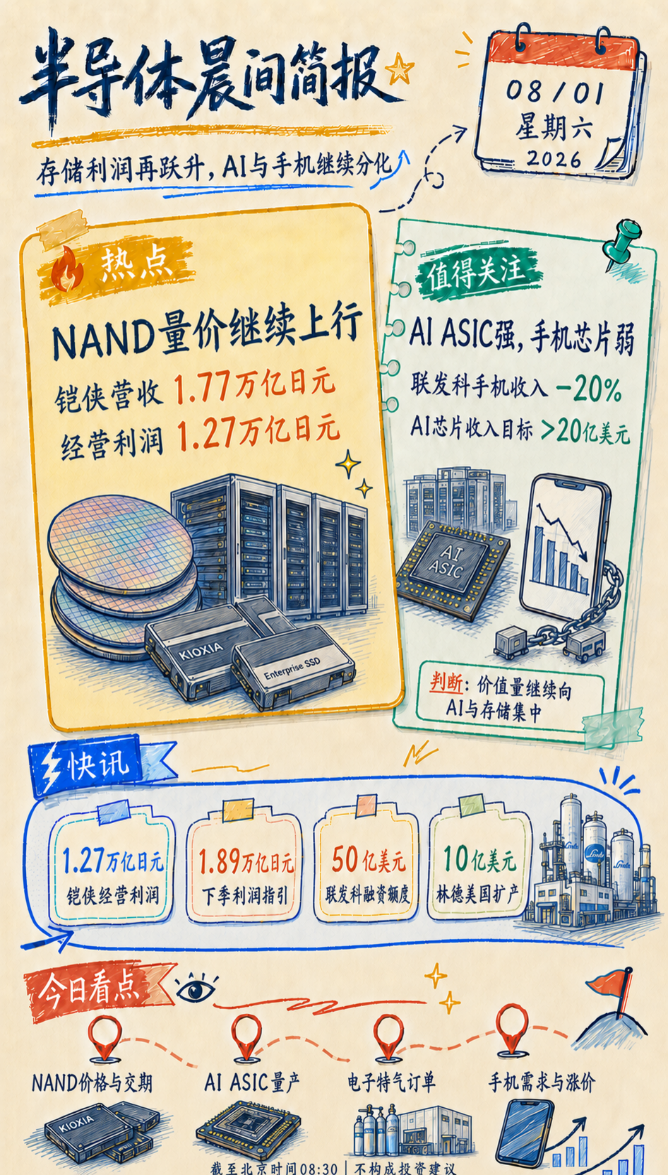 2026年8月1日半导体晨报手绘摘要图
