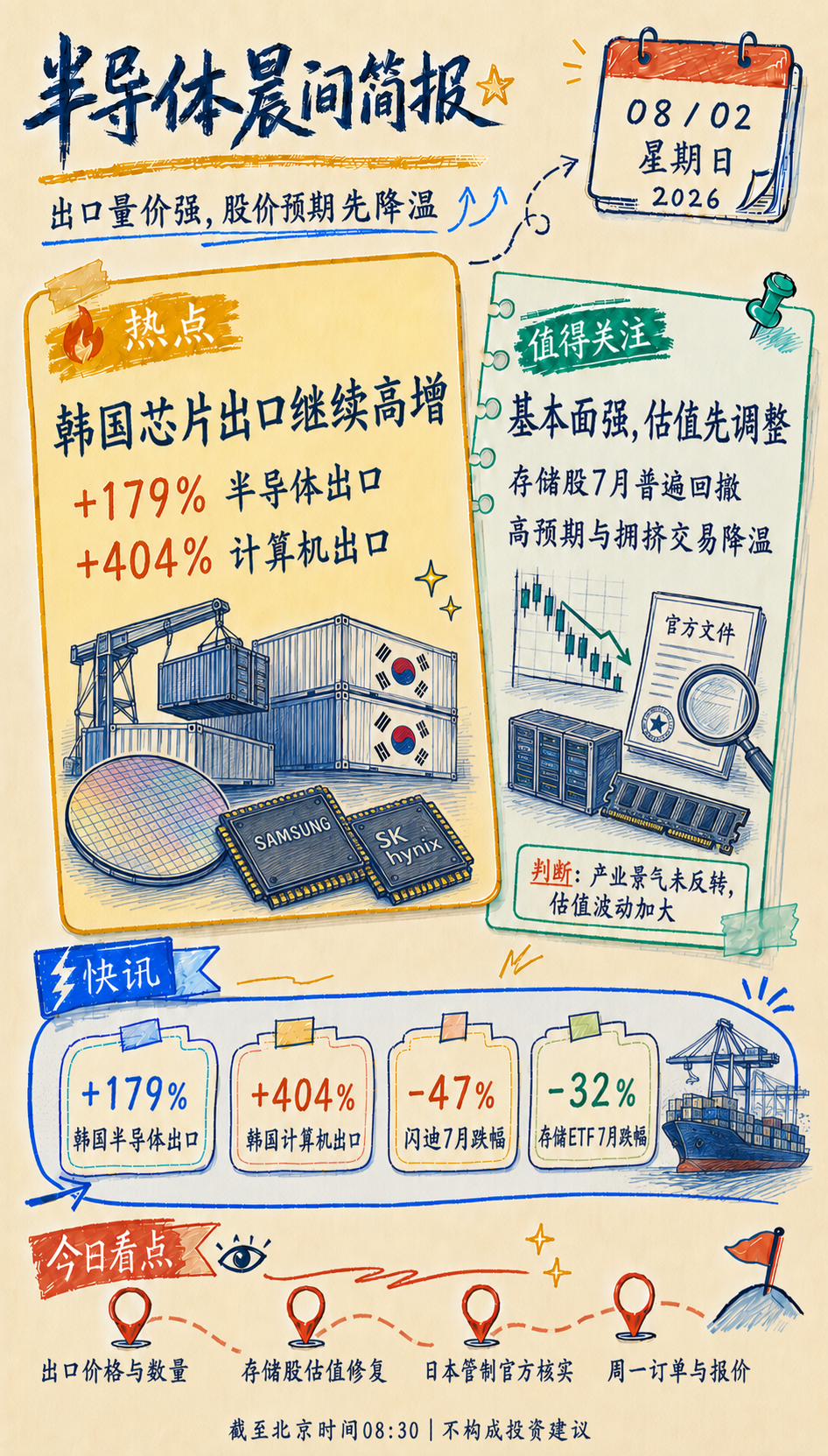 2026年8月2日半导体晨报手绘摘要图